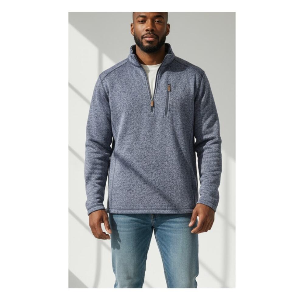 Woolrich Men's Quarter Zip Pullover Blue Heather Knit Sweater size L